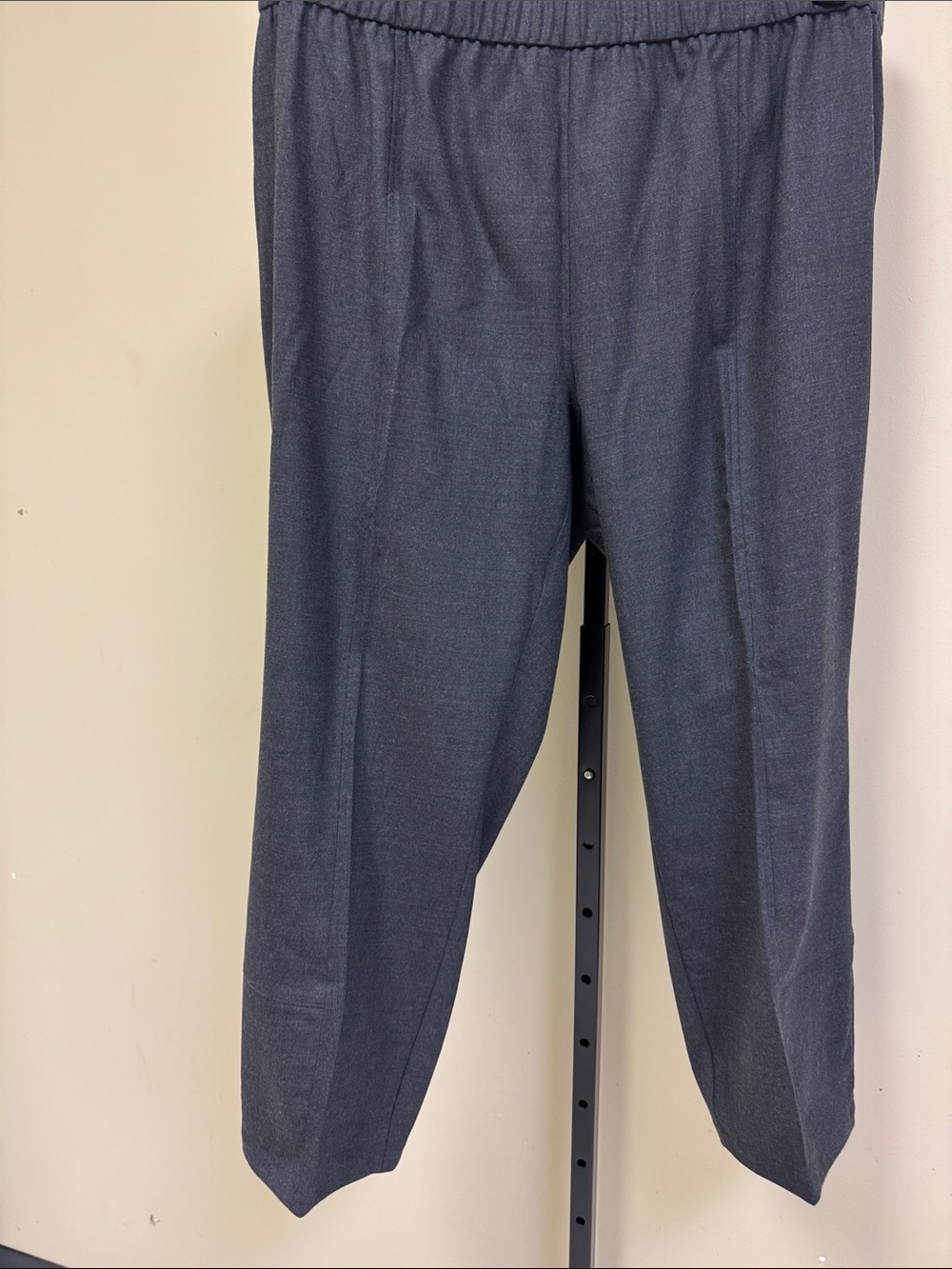 Eileen Fisher Women's Gray Elastic-Waist Straight Trousers